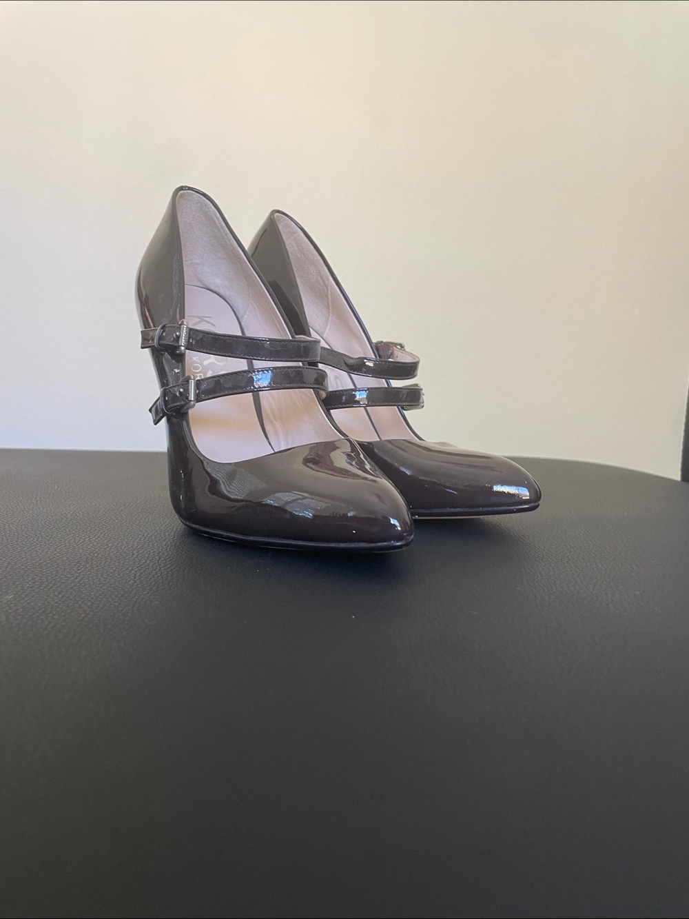 Michael Kors Glossy Black Double-Strap Pointed Heels